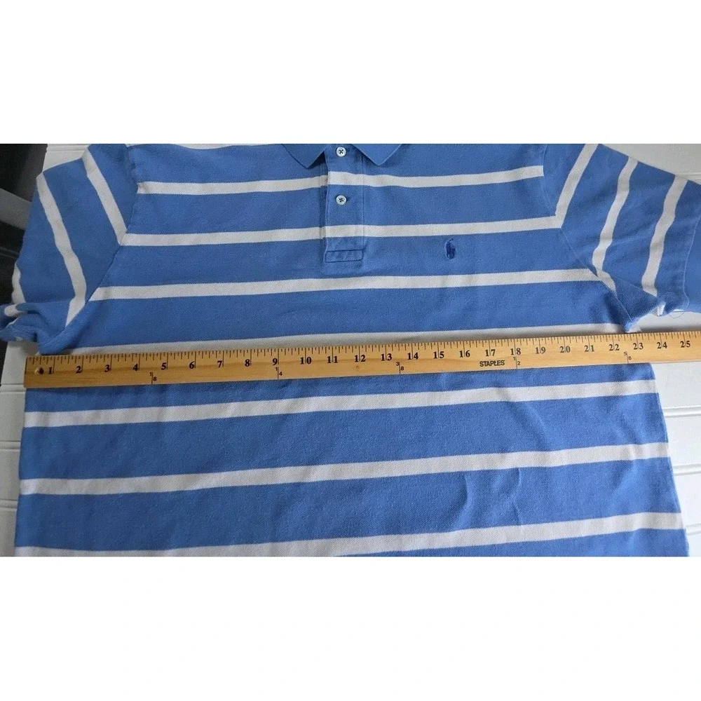Polo Ralph Lauren Polo Shirt Mens XL Blue Striped Short Sleeve Cotton Pony Logo